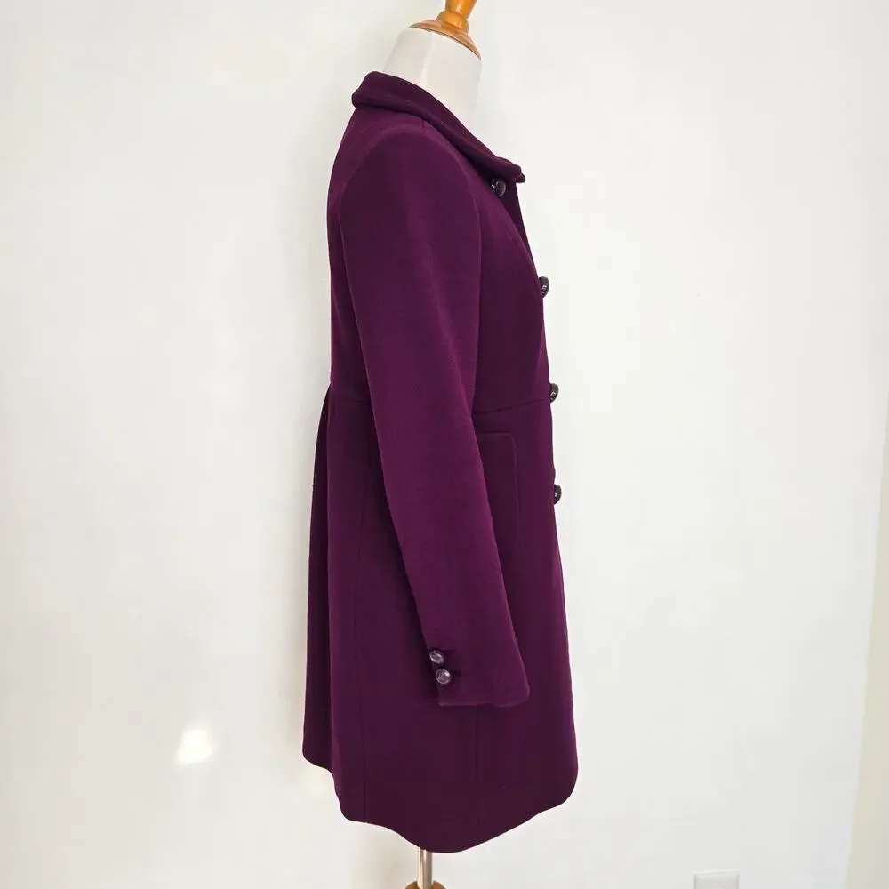 J Crew Carlin Coat Double Cloth Wool Thinsulate Purple Old Money Women 4P